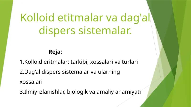 Kolloid etitmalar va dag'al dispers sistemalar