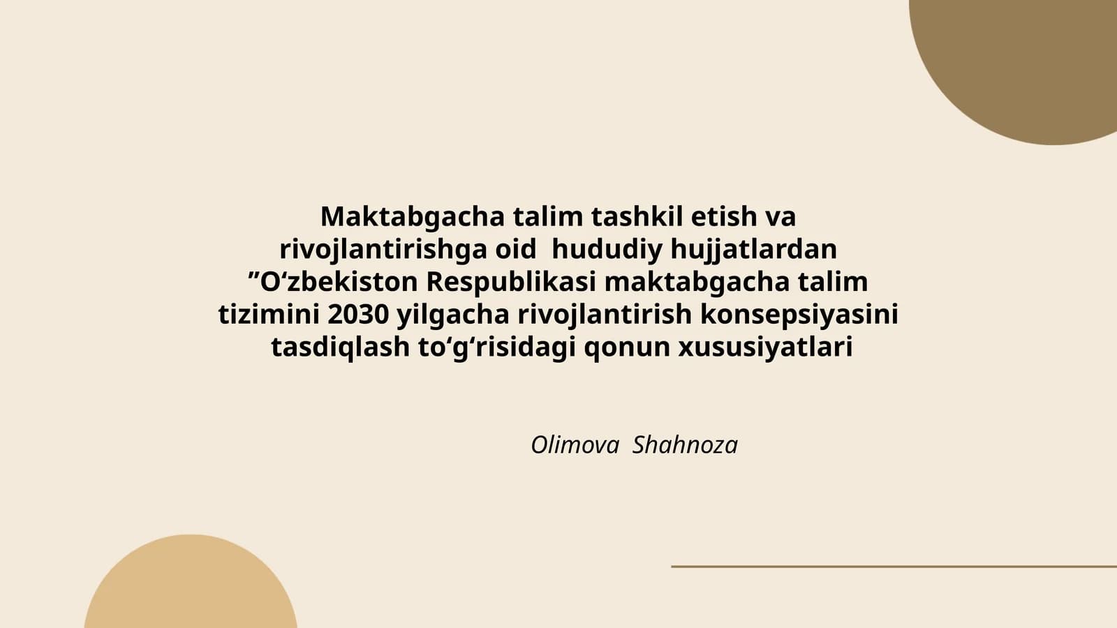 Oʻzbekiston Respublikasi maktabgacha talim tizimini 2030 yilgacha rivojlantirish konsepsiyasi
