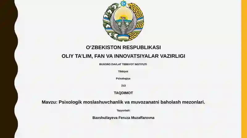 Psixologik moslashuvchanlik va muvozanatni baholash mezonlari