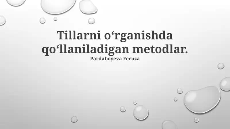 Til o'rganish usullari