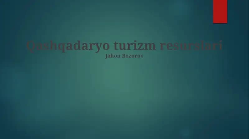 Qashqadaryo turizm resurslari