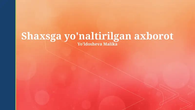 Shaxsga yo'naltirilgan ma'lumotlar
