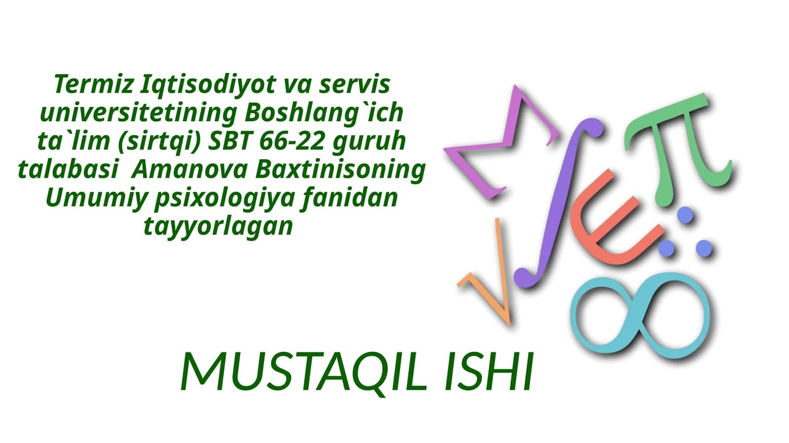 Boshlang'ich sinf o'quvchilarining diqqatining ayrim xususiyatlari matematik darslarida bolalarning diqqatini tashkiletish