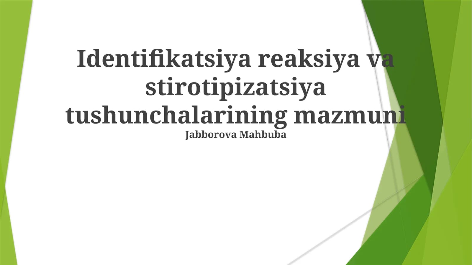 Identifikatsiya Reaksiyasi va Stereotiplar O'rtasidagi Aloqalar