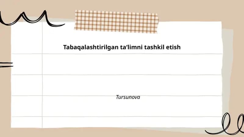 Tabaqalashtirilgan ta'limni tashkil etish