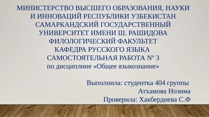 Самостоятельная работа № 3 по дисциплине «Общее языкознание»