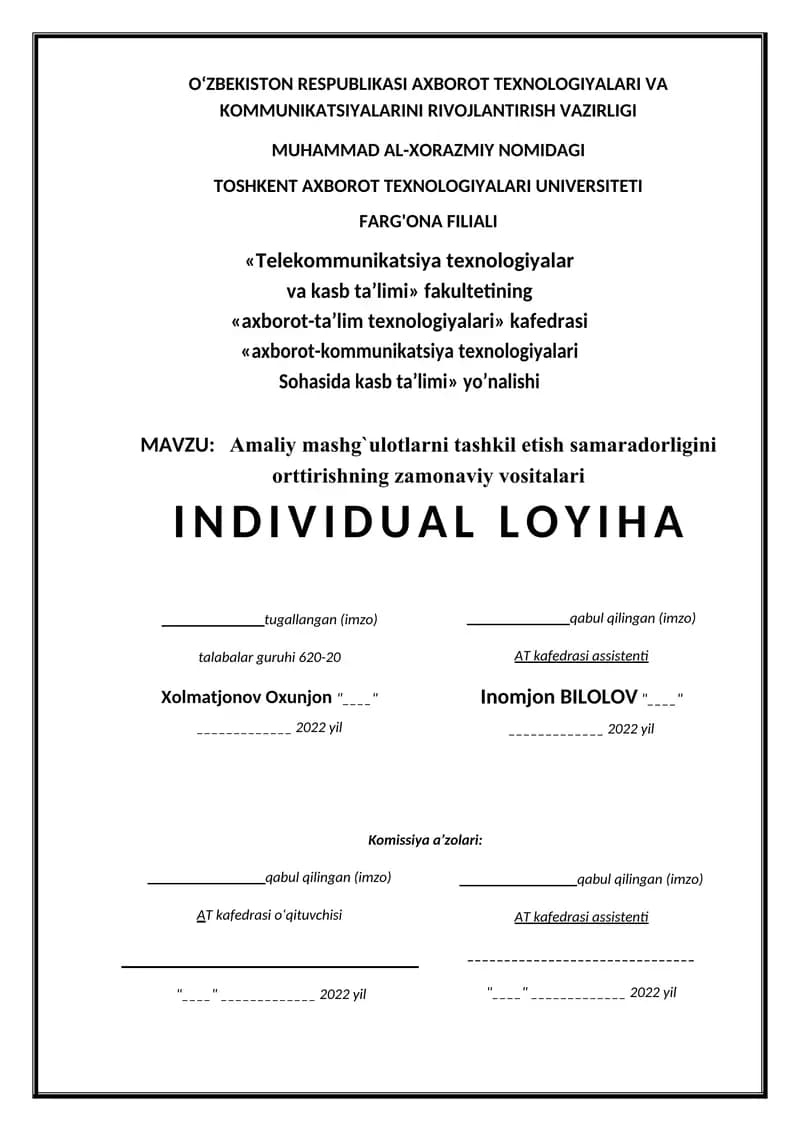 Amaliy mashg`ulotlarni tashkil etish samaradorligini orttirishning zamonaviy vositalari