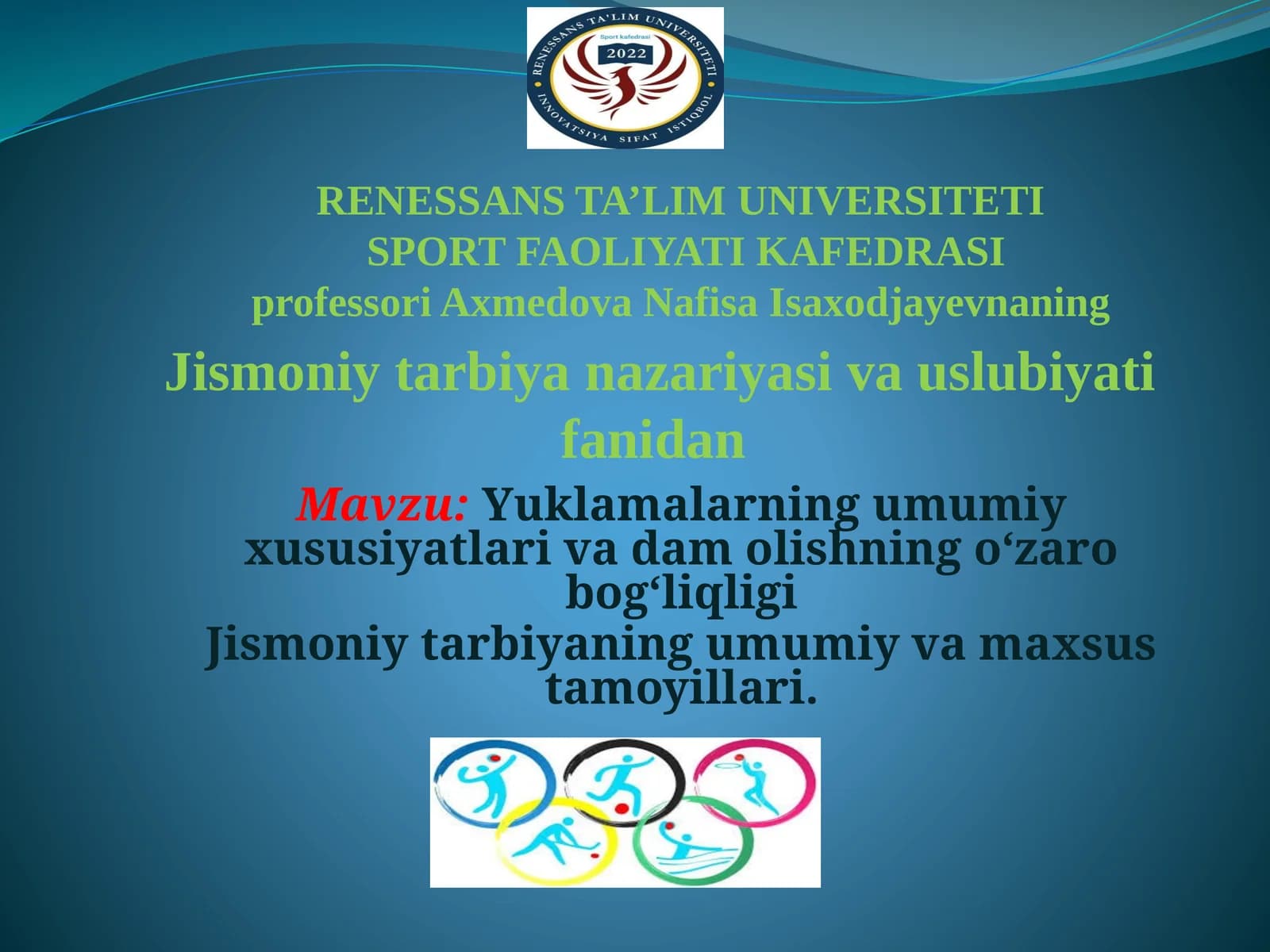 Yuklamalarning umumiy xususiyatlari va molishning o‘zarobog‘liqligi