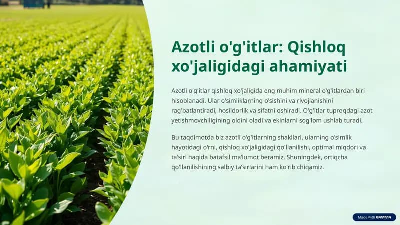 Azotli o'g'itlar