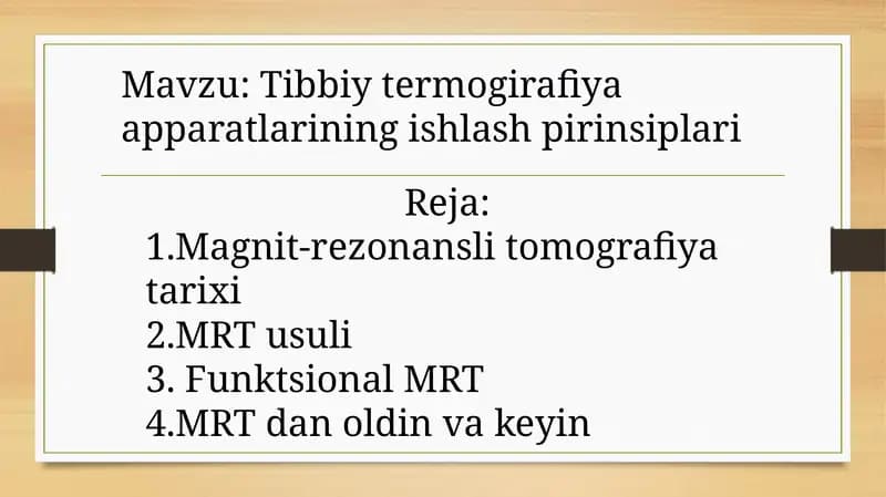 Tibbiy termogirafiya apparatlarining ishlash pirinsiplari