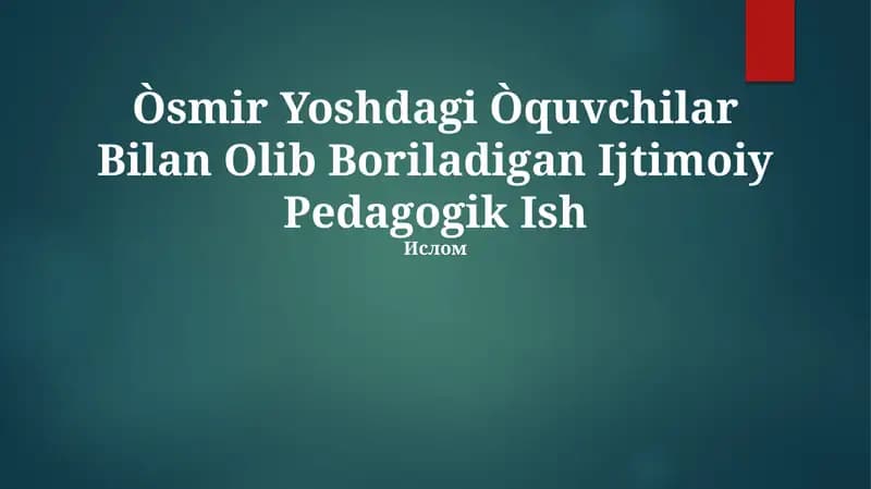 Ijtimoiy Pedagogik Ish