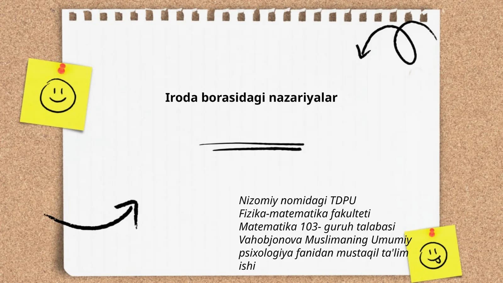 Vahobjonova Muslimaning Umumiy psixologiya fanidan mustaqil ta'lim ishi