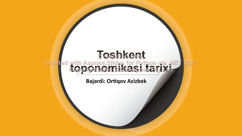 Toshkent toponomikasi tarixi