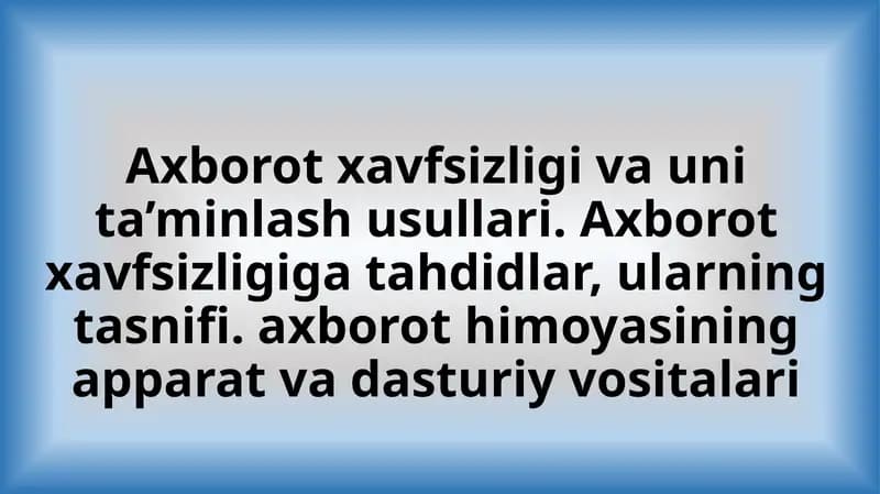 Axborot xavfsizligi