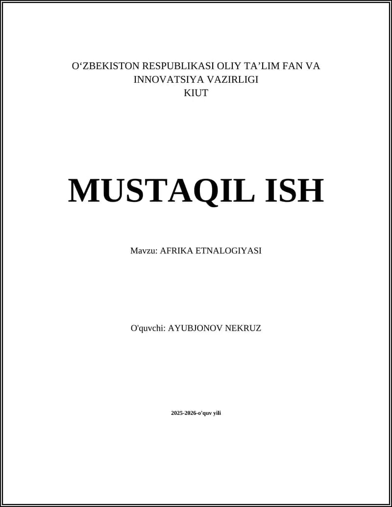 AFRIKA ETNALOGIYASI