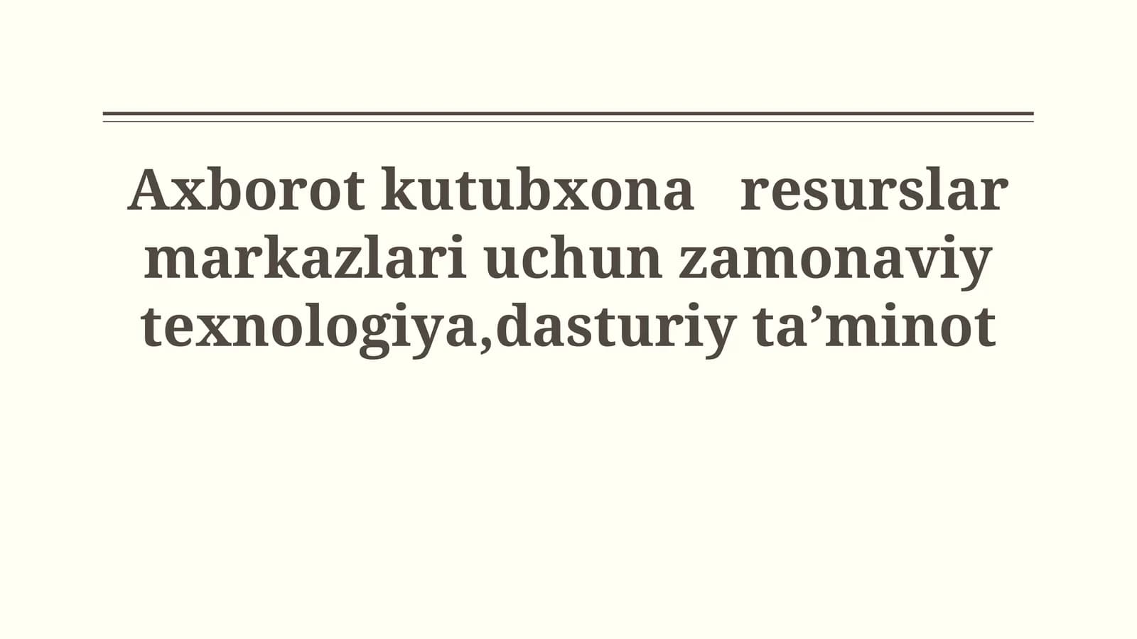 Zamonaviy kutubxona va resurs markazlari uchun dasturiy ta'minot