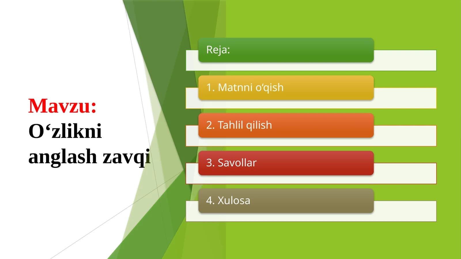 O‘zlikni anglash zavqi