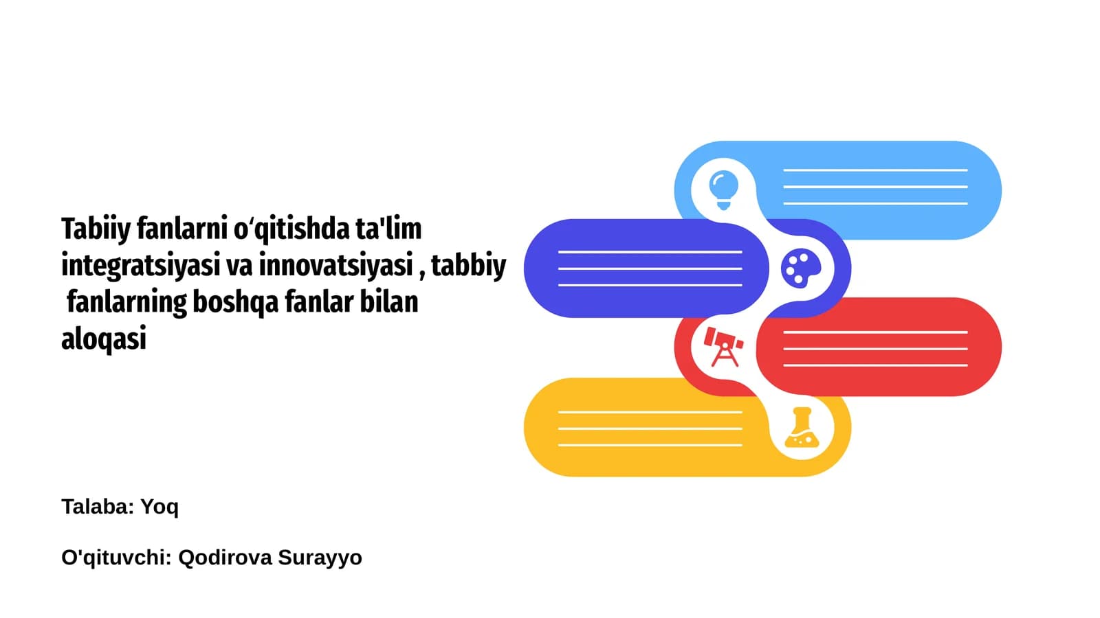 Tabiiy fanlarni oʻqitishda ta'lim integratsiyasi va innovatsiyasi