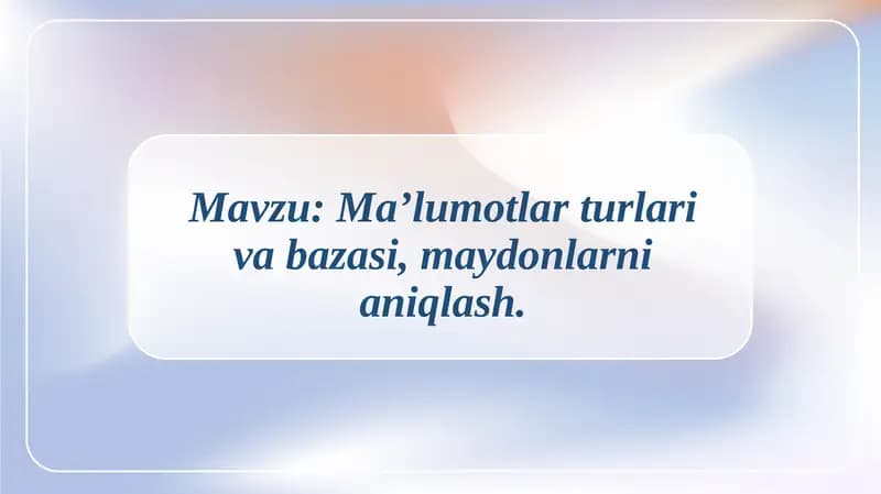 Ma’lumotlar bazasi