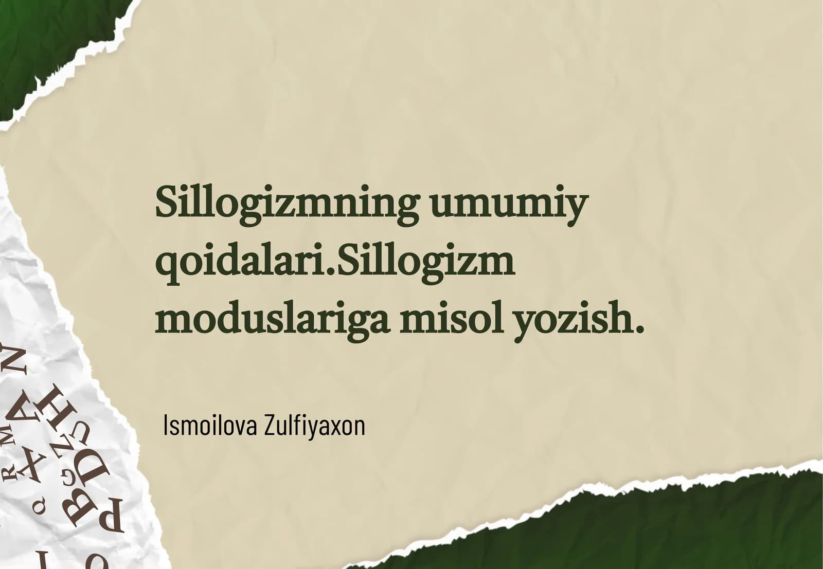 Sillogizmning umumiy qoidalari