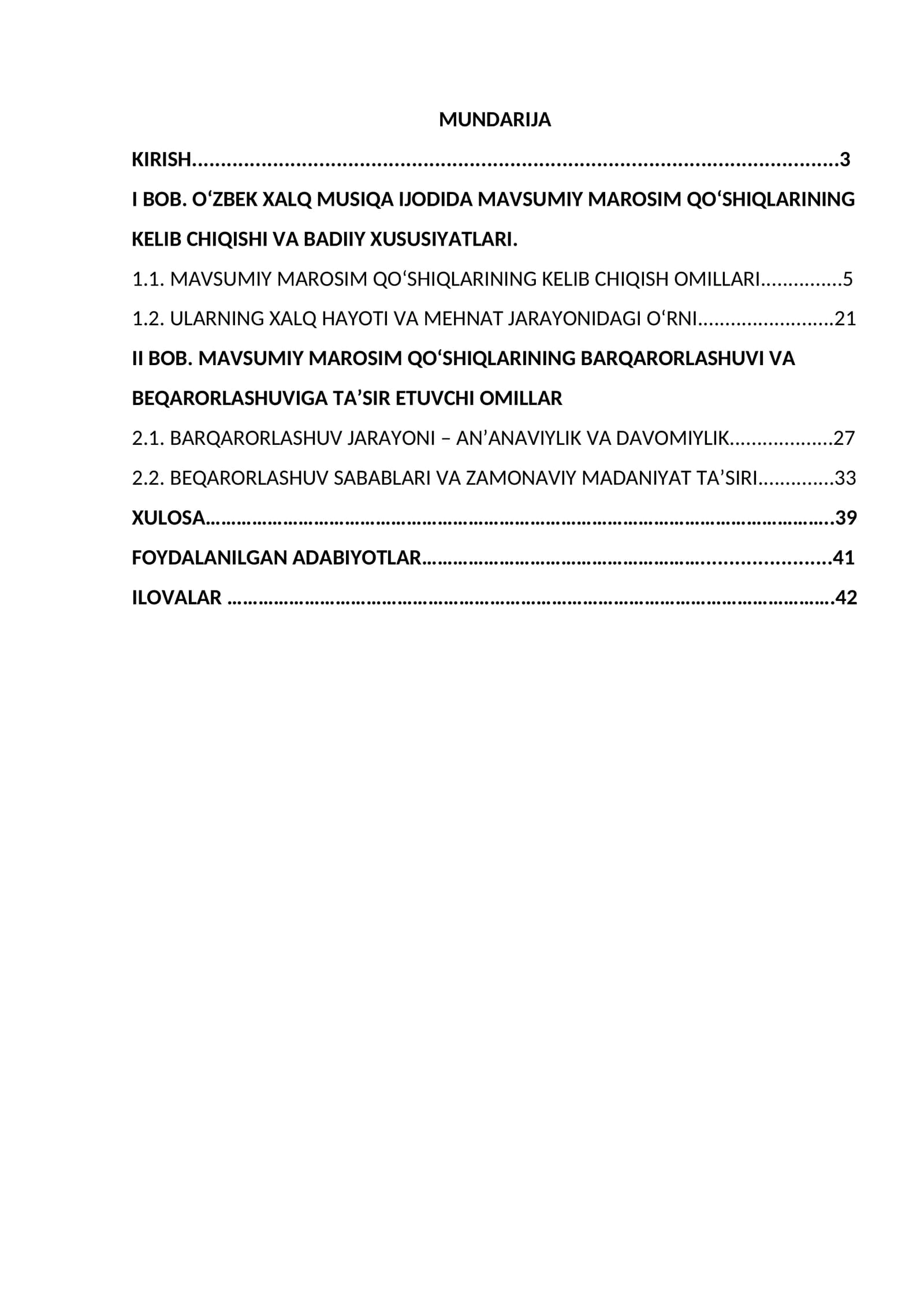 O‘zbek  xalq musiqa ijodida  mavsumiy marosim  qo’shiqlarining barqarorlashuvi va beqarorlashuvi.