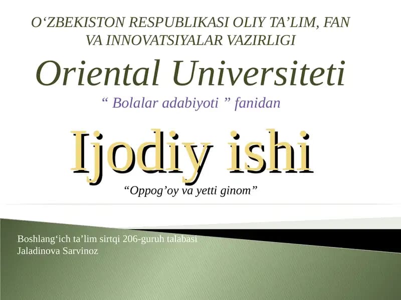Oppog’oy va yetti ginom