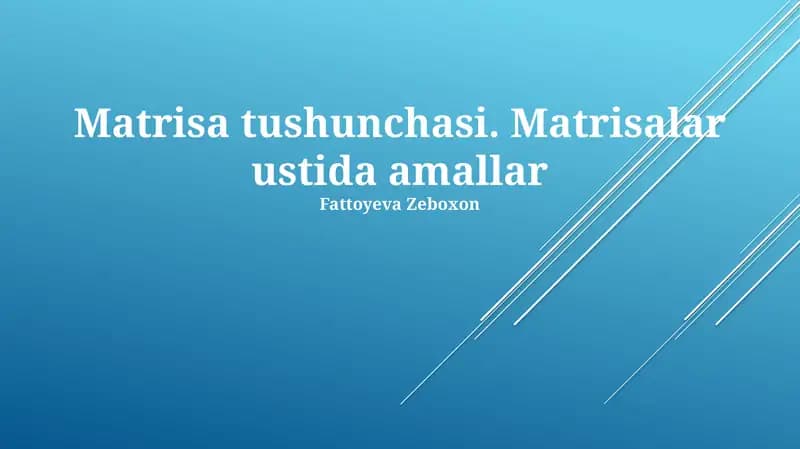 Matrisa tushunchasi. Matrisalar ustida amallar