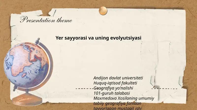 Yer sayyorasi va uning evolyutsiyasi