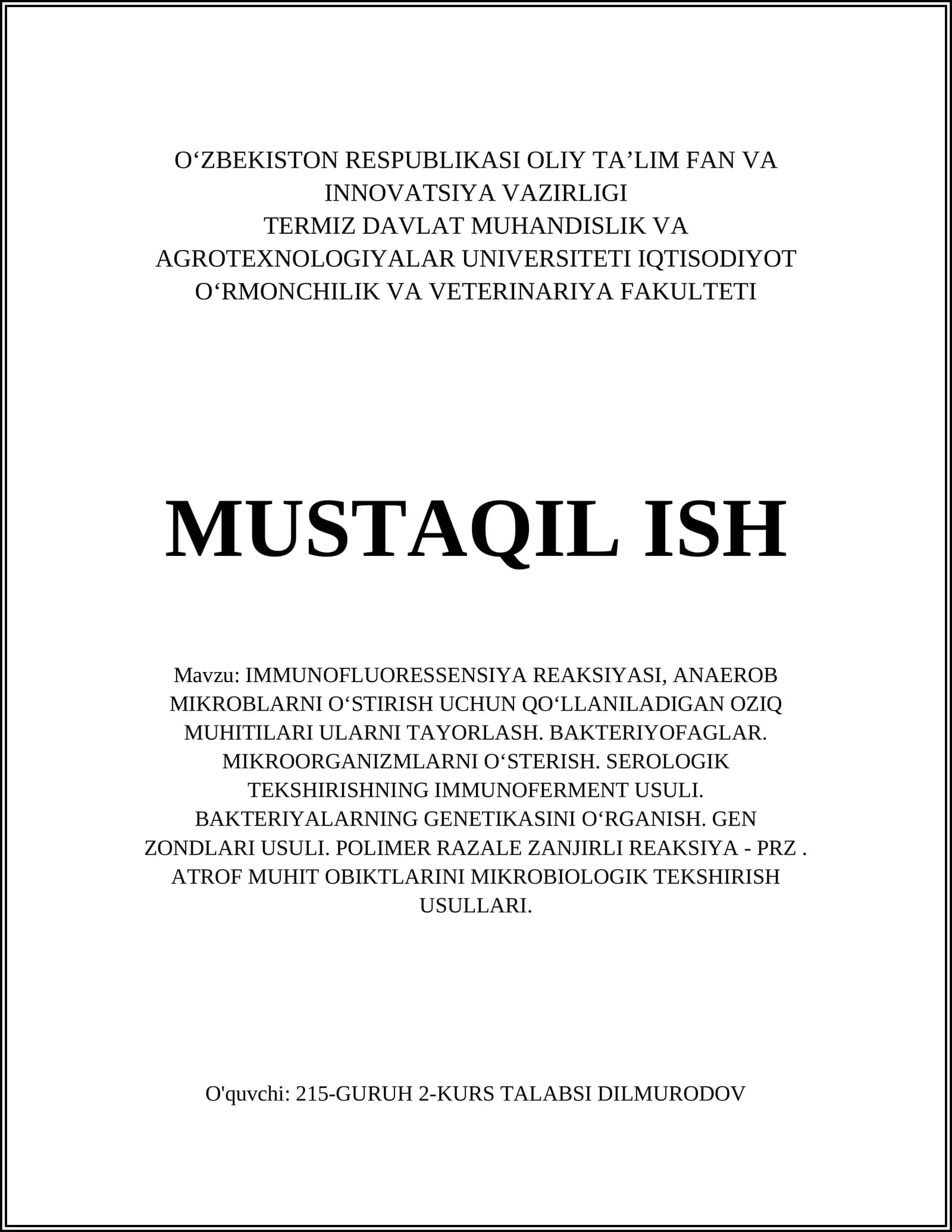 IMMUNOFLUORESSENSIYA REAKSIYASI