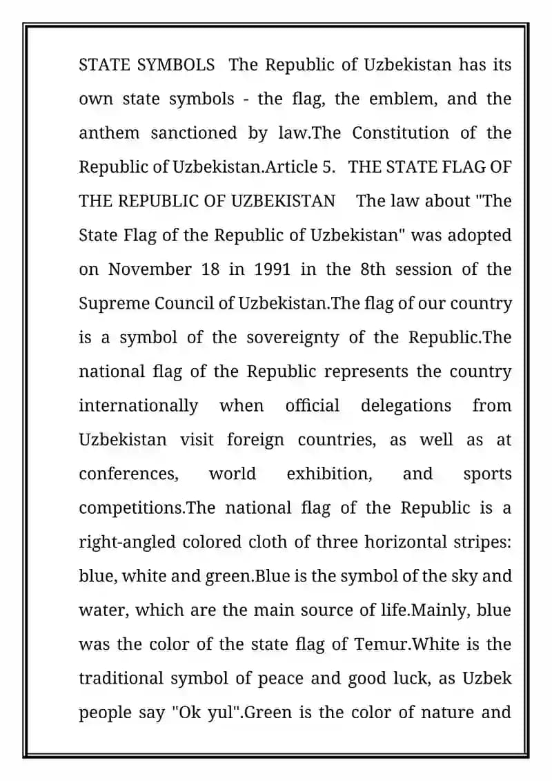 The State Symbols of the Republic of Uzbekistan