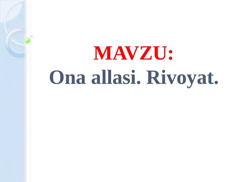 Ona allasi. Rivoyat.