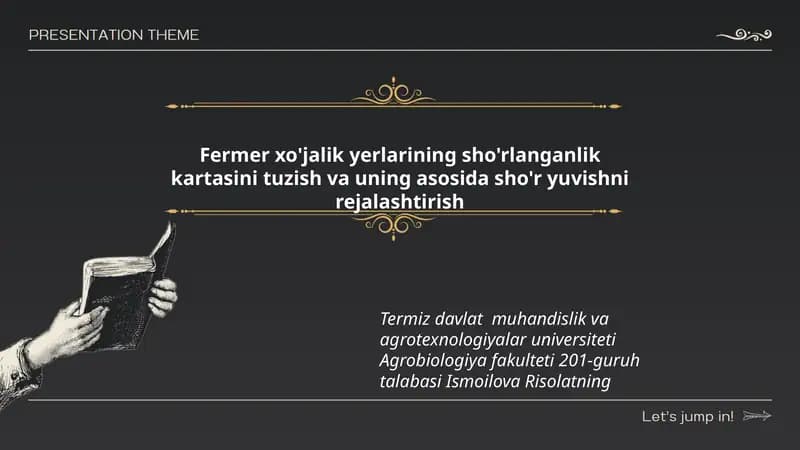Fermer xo'jalik yerlarining sho'rlanganlik kartasini tuzish va uning asosida sho'r yuvishni rejalashtirish