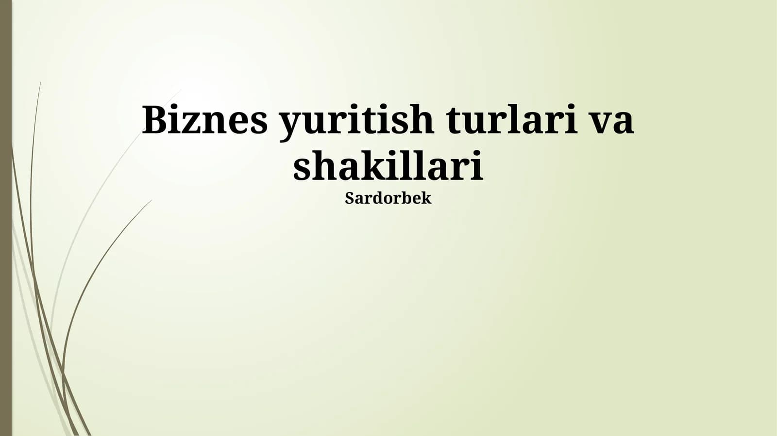 Biznes yuritish turlari va shakillari