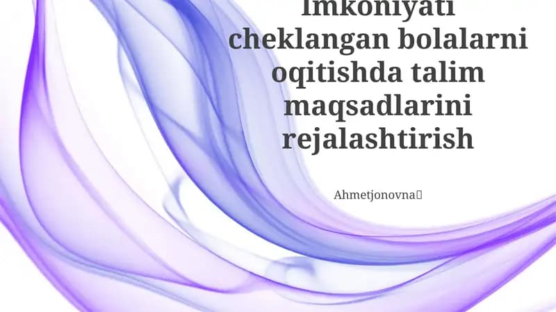Individual Ta'lim Dasturlarini (IEP)