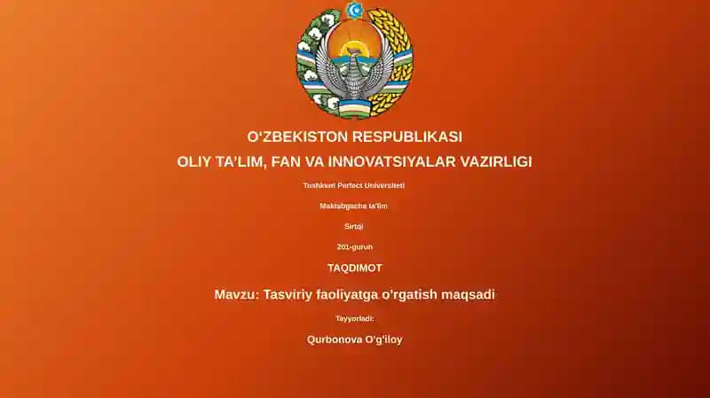 Tasviriy faoliyatga o'rgatish maqsadi