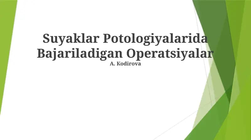 Suyaklar Potologiyalarida Bajariladigan Operatsiyalar
