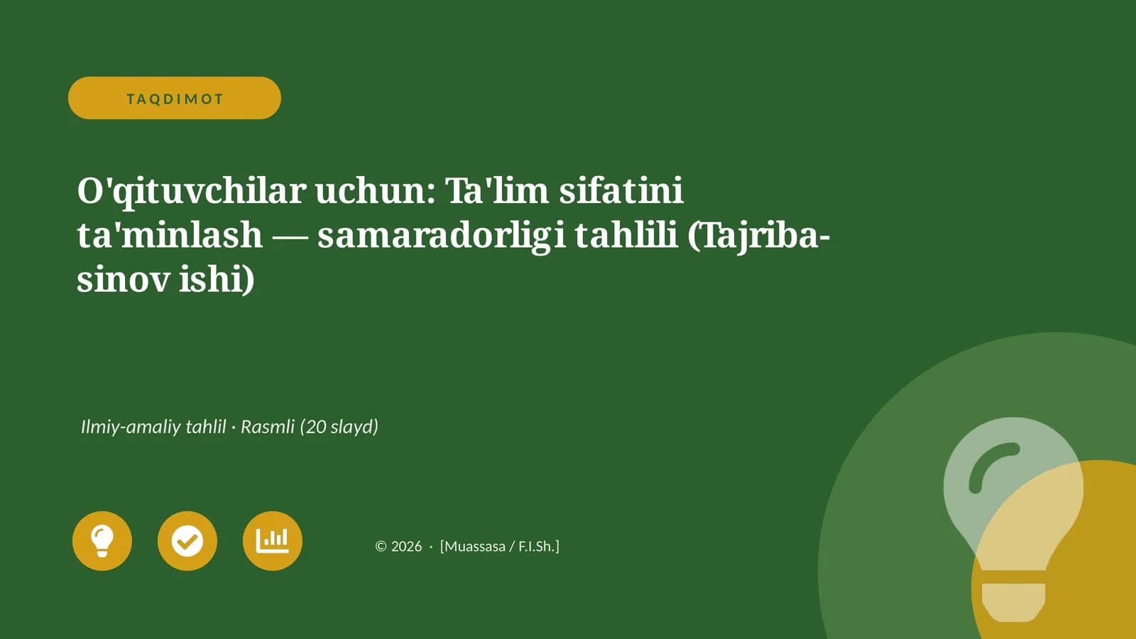 Ilmiy-amaliy tahlil: Ta'lim sifatini ta'minlash
