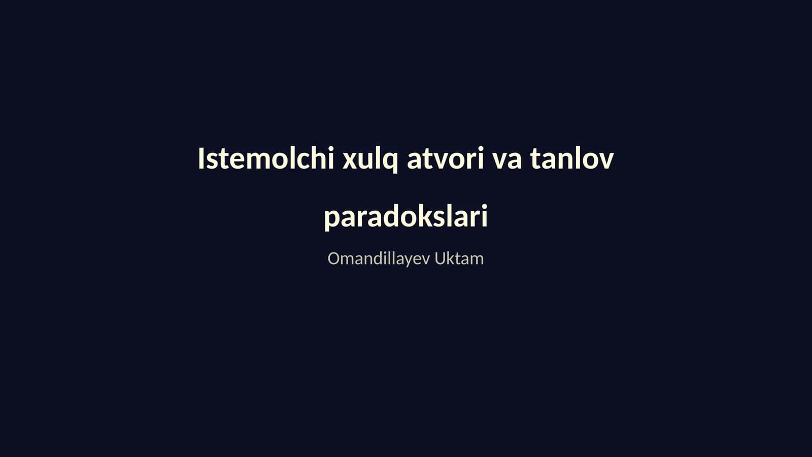 Istemolchi xulq atvori va tanlov paradokslari