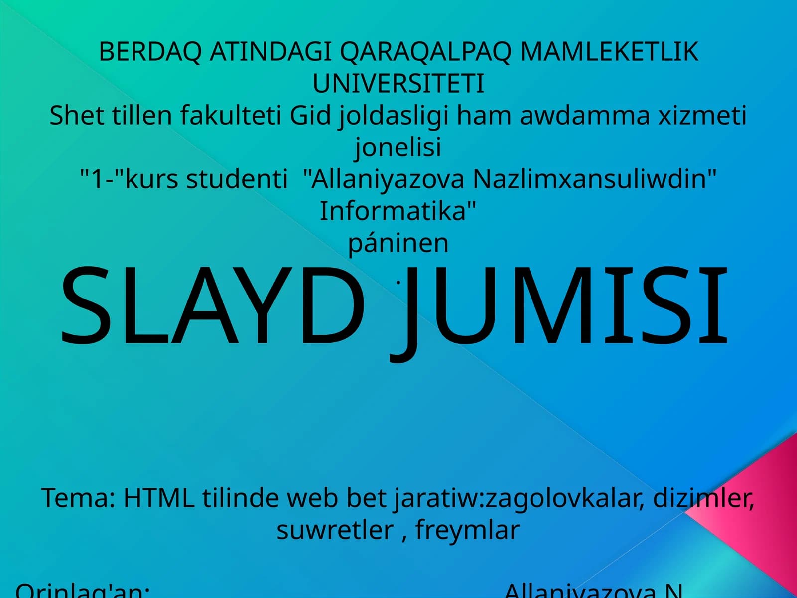 HTML tilinde web bet jaratiw