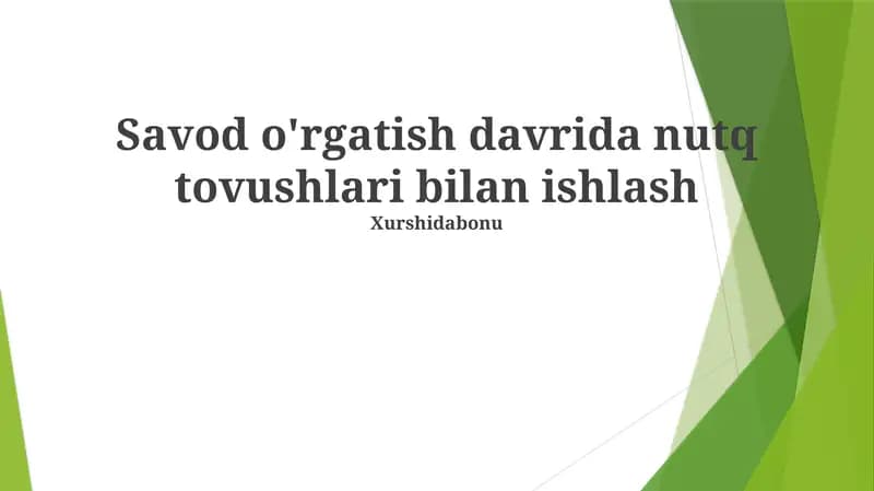 Nutq tovushlari bilan ishlash