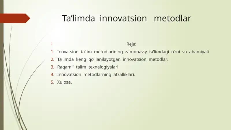 Ta’limda  innovatsion   metodlar