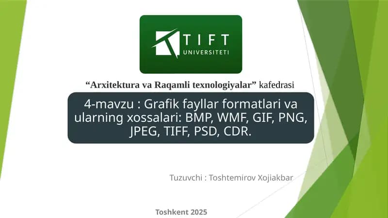 Tuzuvchi: Toshtemirov Xojiakbar