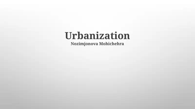 Urbanization