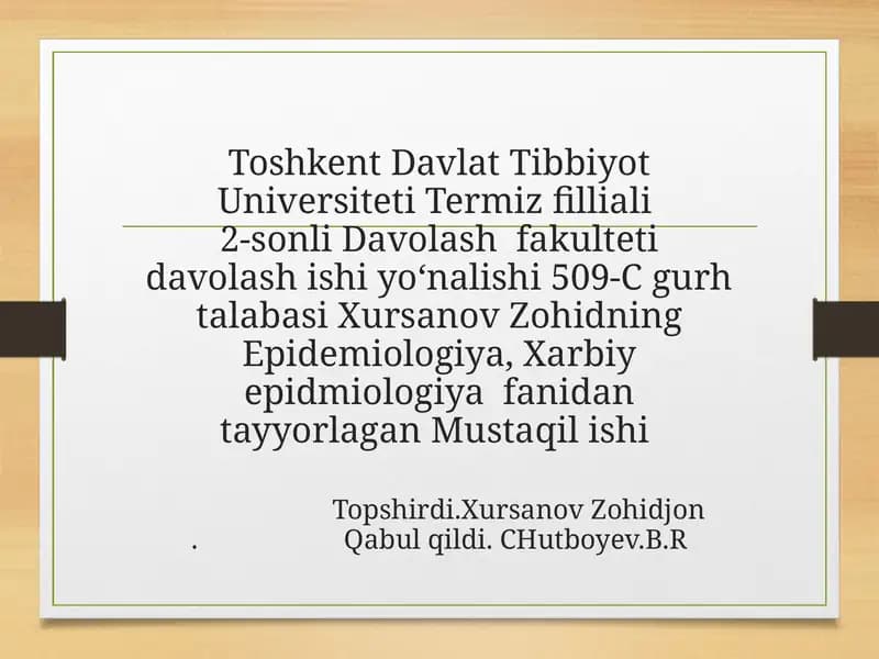 Transmissiv virusli infeksiyalarning dunyobo`yichava O`zbekiston hududidatarqalganligining zamonaviy xususiyatlari
