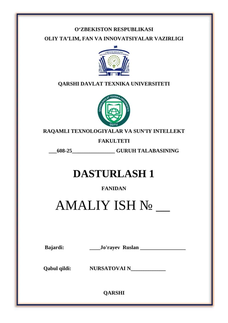 C++ dasturlashtirish tilida prosedura (nostandart) funksiyalardan foydalanib dasturlar tuzishni o‘rganish
