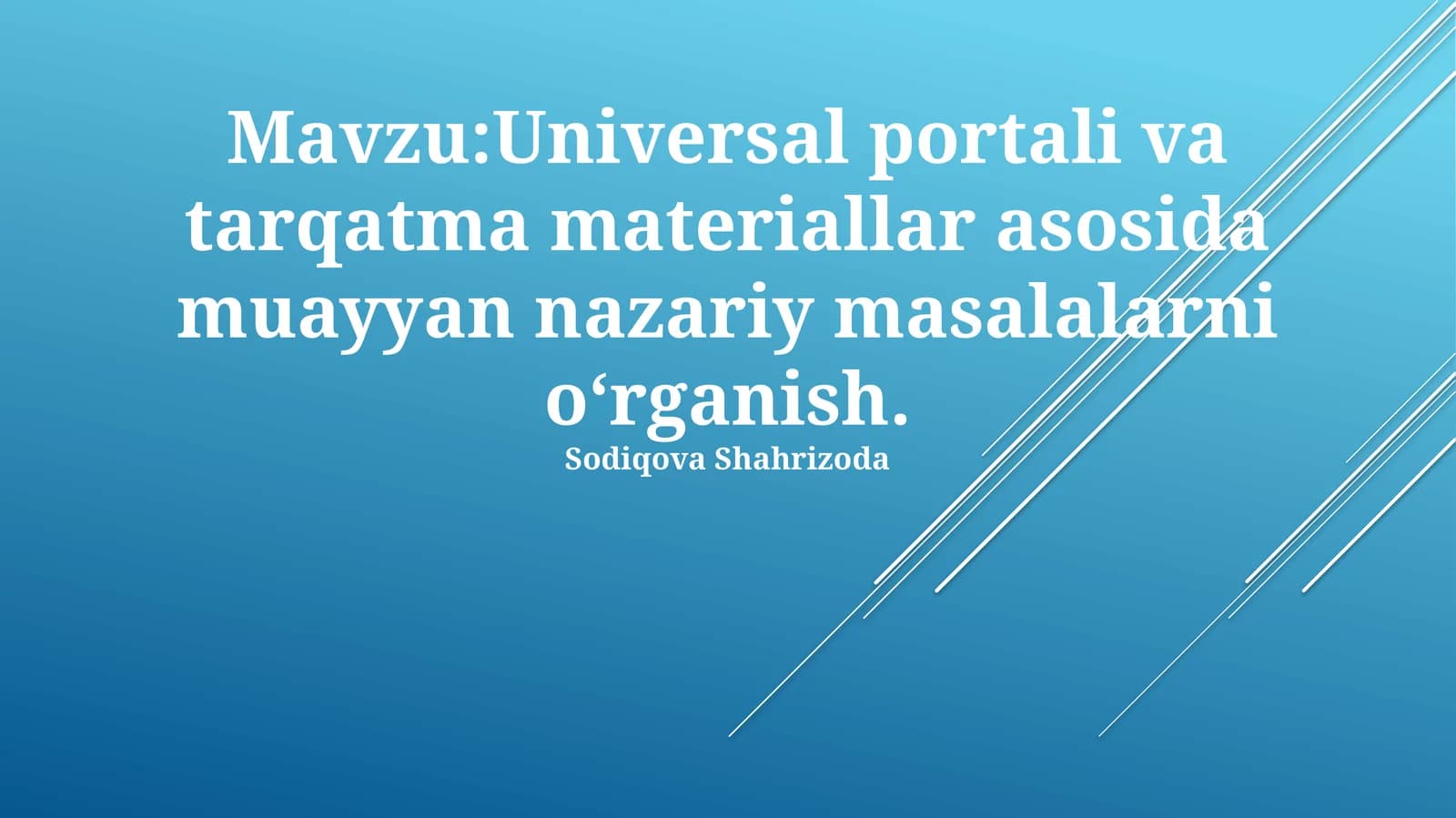 Umumiy Portallar va Tarqatish Materiallari asosida Teorik Muammolarni O'rganish