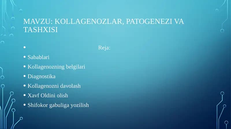 Kollagenozlar, patogenezi va tashxisi