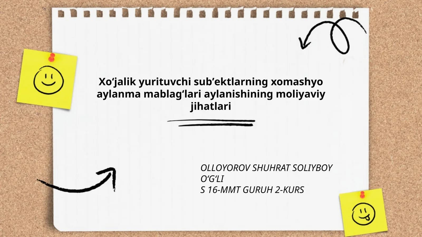 Xoʻjalik yurituvchi subʼektlarning xomashyo aylanma mablagʻlari aylanishining moliyaviy jihatlari