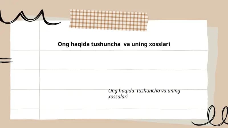 Ongning taʼrifi va mohiyati