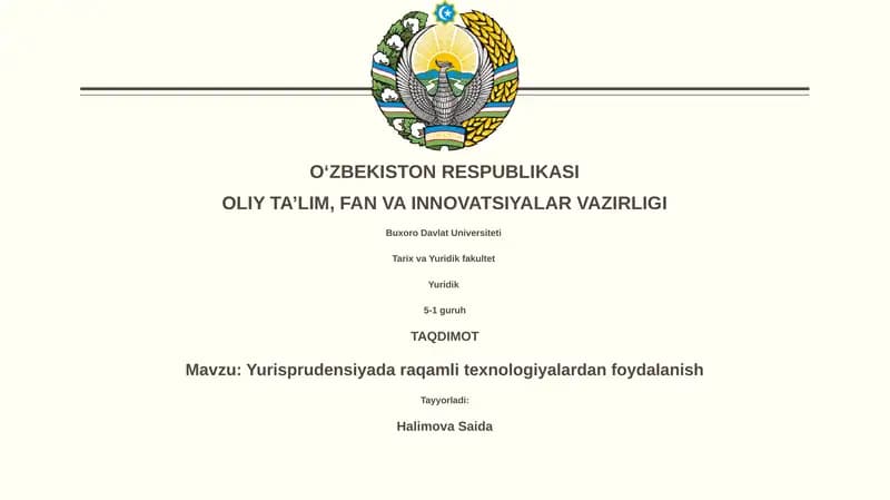 Yurisprudensiyada raqamli texnologiyalardan foydalanish